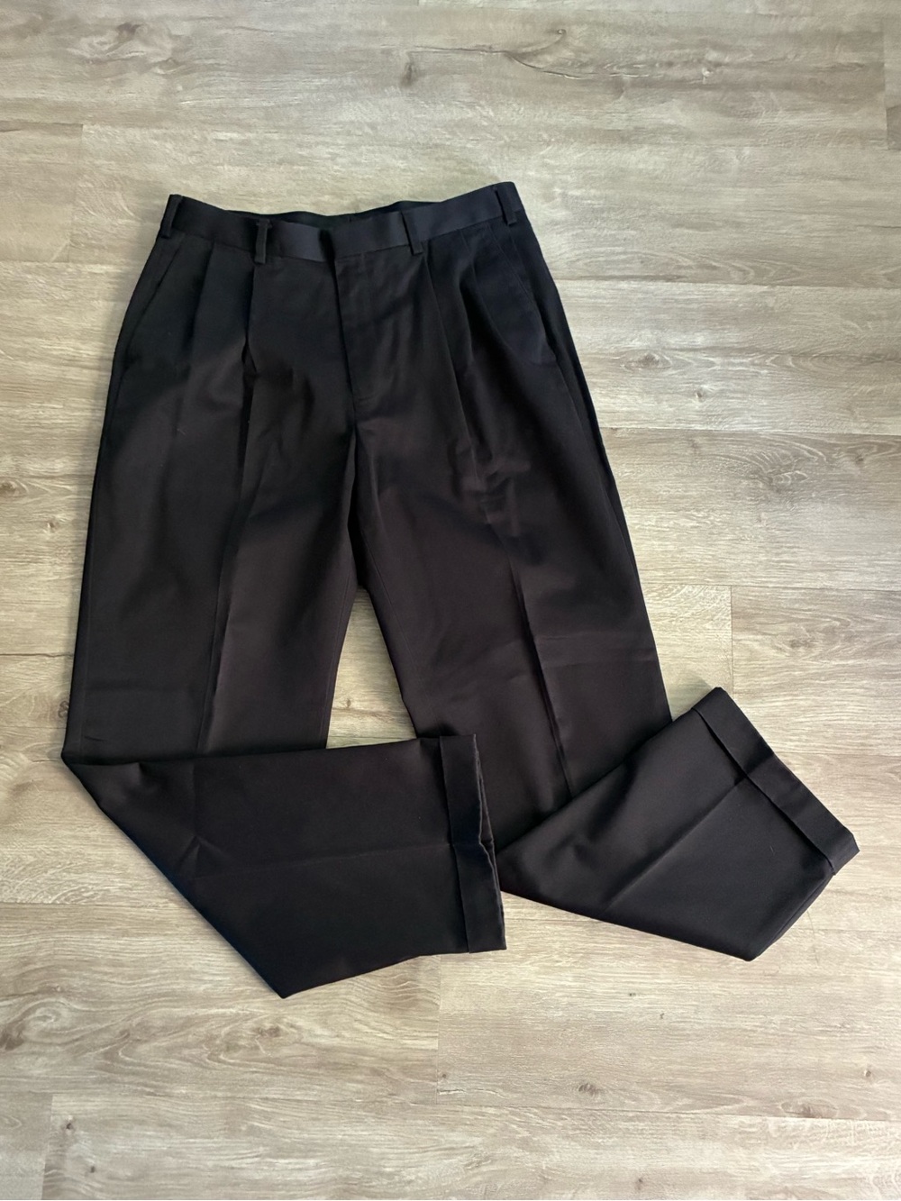 Men's Classic Black Dress Pants - Tailored Pleat Front